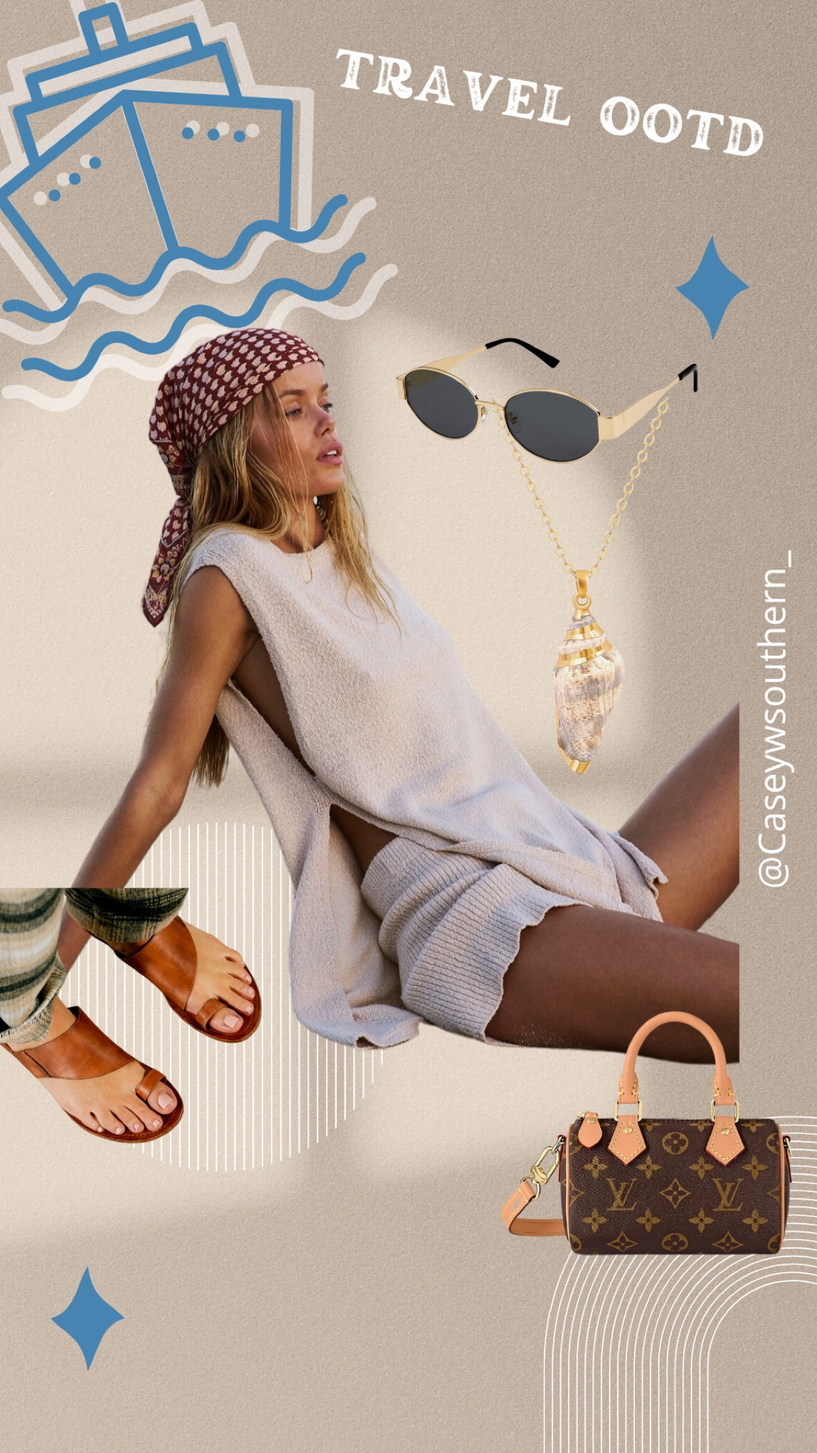 Todays travel outfit 

Set is size small 
Sandals true to size 7.5