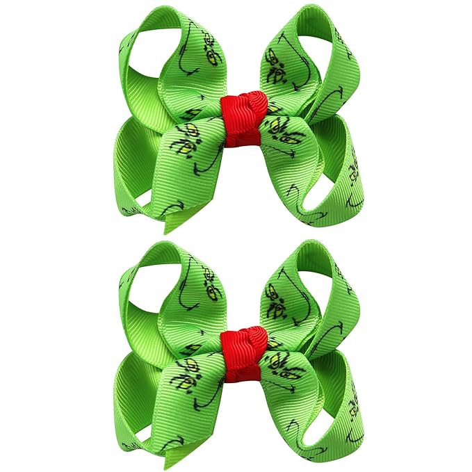 2PCS Christmas Green Hair Bow Clips 3 Inch Xmas Hair Accessories Women Monster Costume Gift Barre... | Amazon (US)