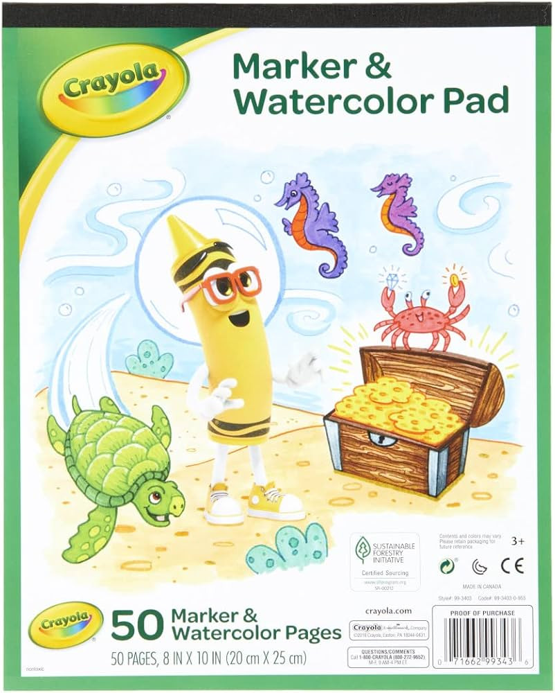 Crayola Marker & Watercolor Pad, 50 Blank Coloring Pages, Painting Paper, Art Supplies for Kids, ... | Amazon (US)