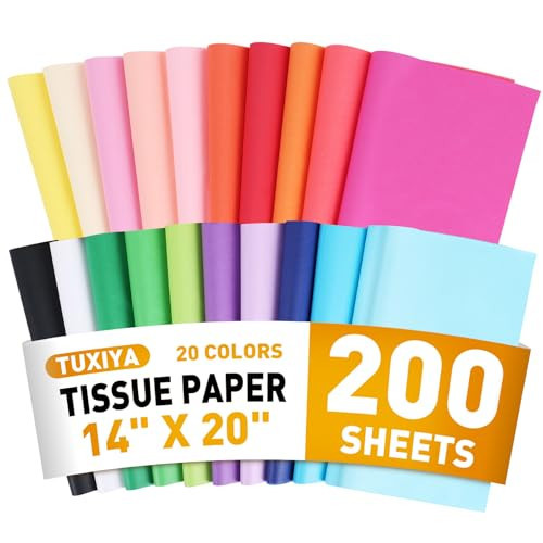 200 Sheets Tissue Paper, 20 Colors 14" X 20" Tissue Papers for Gift Bags Birthday Party Flower Decoration, Colored Tissue Paper Bulk for Packaging | Amazon (US)