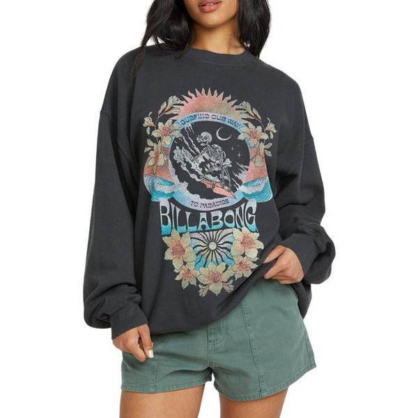 Women's Billabong Ride In Oversized Graphic Crewneck Sweatshirt Medium Black Sands | Scheels Sports