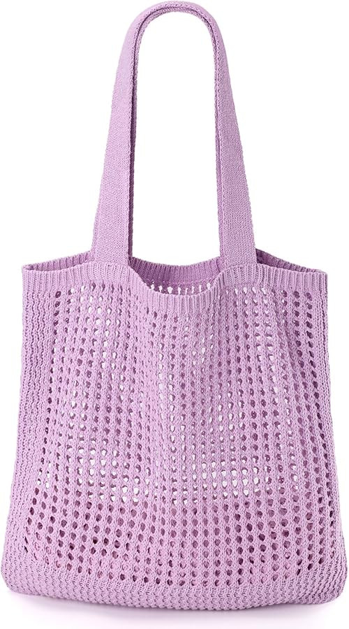 Crochet Tote Bag, Beach Mesh Knitted Bag Large Aesthetic Shoulder Bag Handbags Hollow Hobo Bag fo... | Amazon (US)