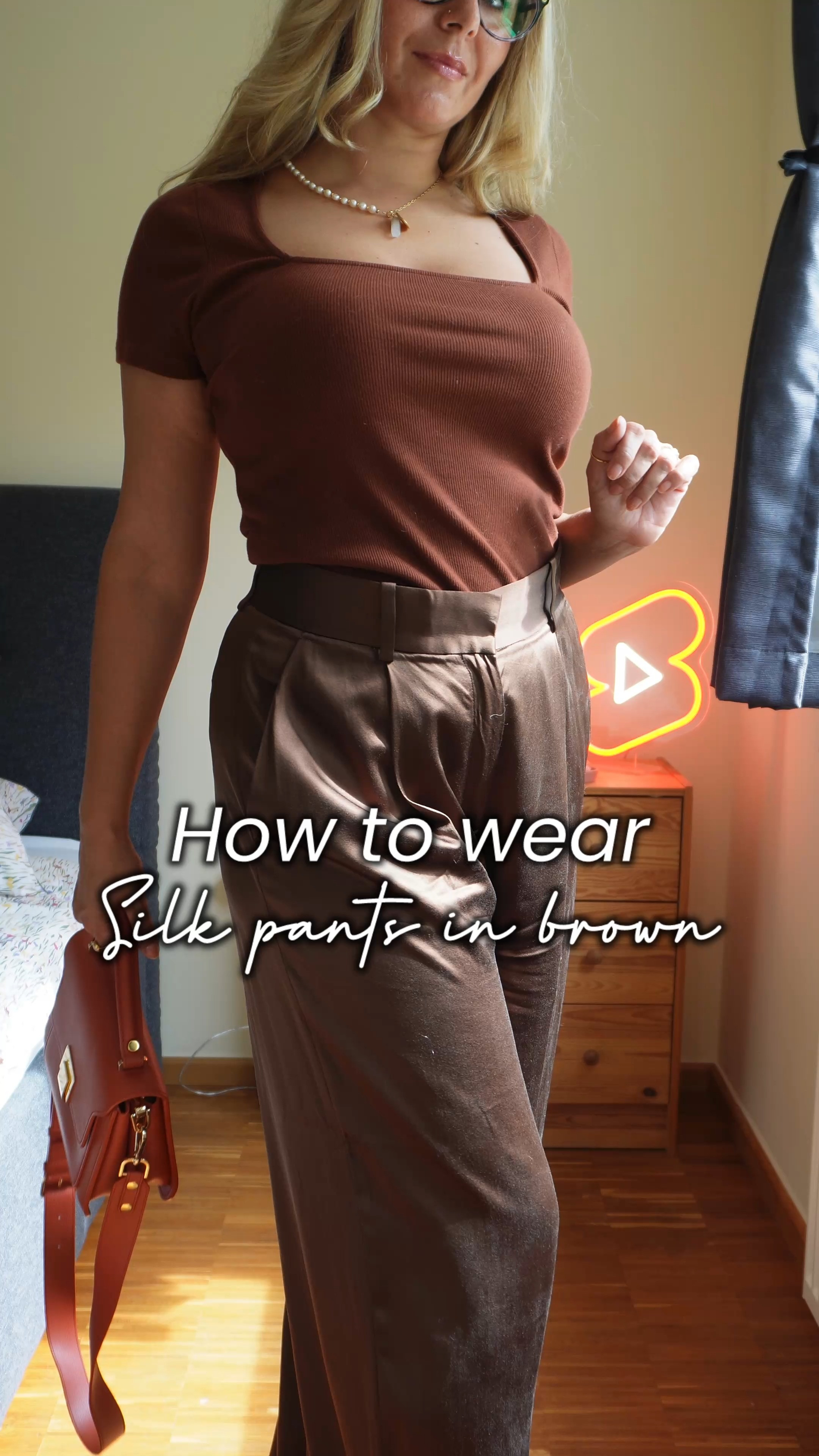 how to wear brown silk pants in a timeless way  

 #LTKSeasonal #LTKOver40 #LTKMidsize
