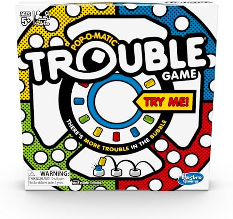 Hasbro Gaming Trouble Board Game for Kids Ages 5 and Up 2-4 Players | Amazon (US)