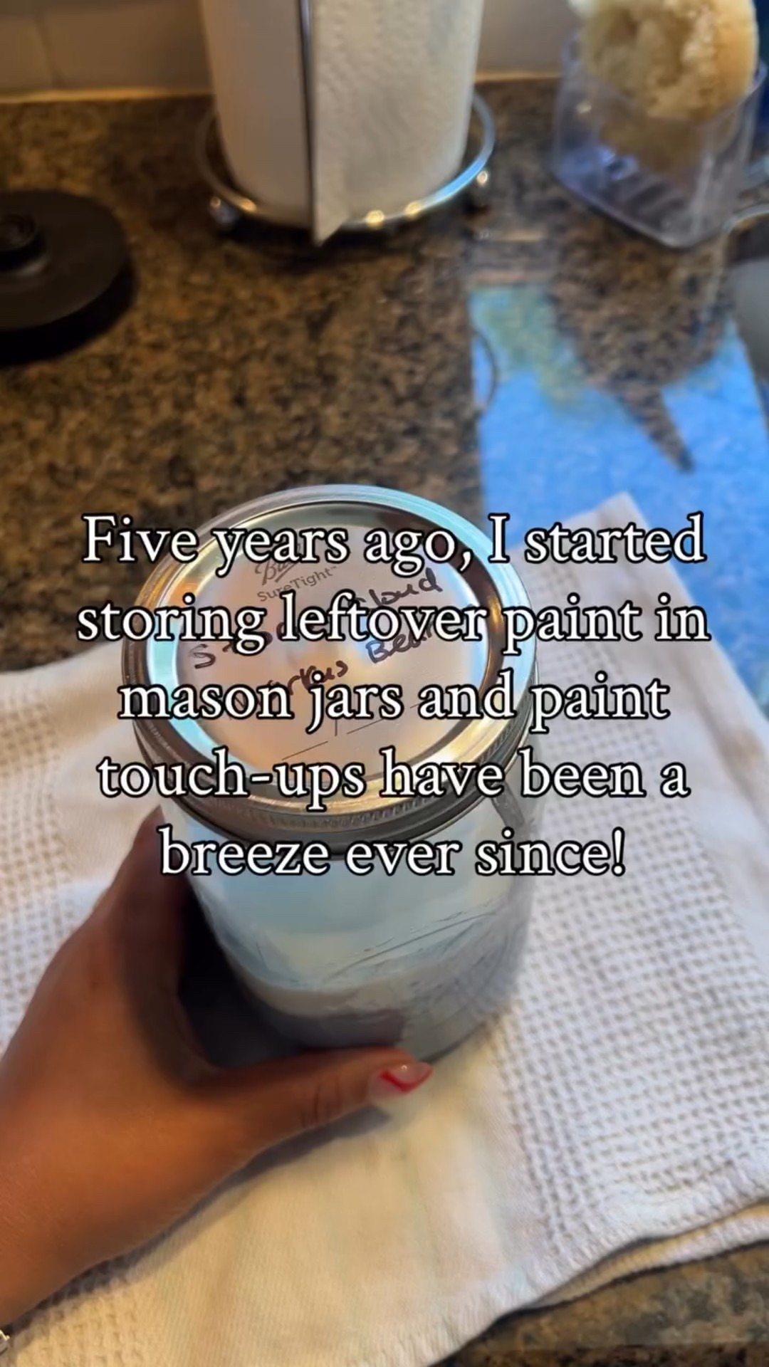 When my house was professionally painted in 2019, I took every leftover can and poured it into large mason jars and I wrote the color name and where it’s used. People thought I was nuts 😝

Five years later… they still pop when I open them.

The secret? Extreme temp changes ruin paint, so never store it in the garage.

Save this for your next painting project — you’ll thank me later.

#theorganizedleydi #organizingtips #diytips #painting #homemaintenance #njmom #homehacks
#diy