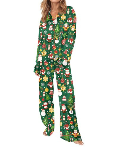 SHESHOW Christmas Pjs Women Long Sleeve 2 Piece Funny Graphic Snowman Santa Christmas Pajamas for Women M | Amazon (US)