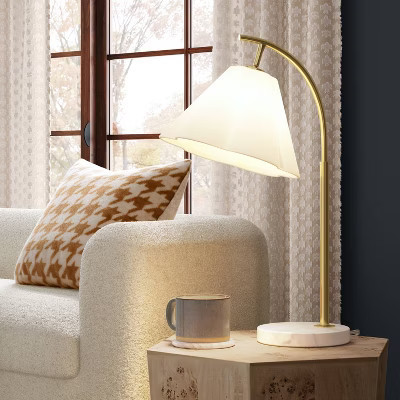Scalloped Shade Table Lamp with Marble Base White - Threshold™ | Target