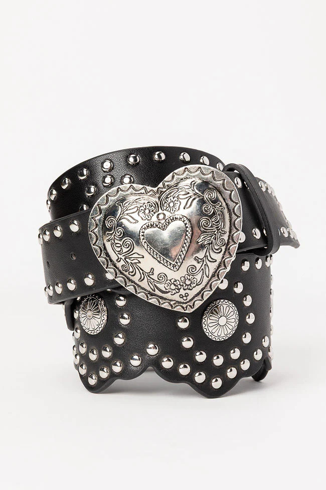 Heart Black Waist Belt | Pink Lily