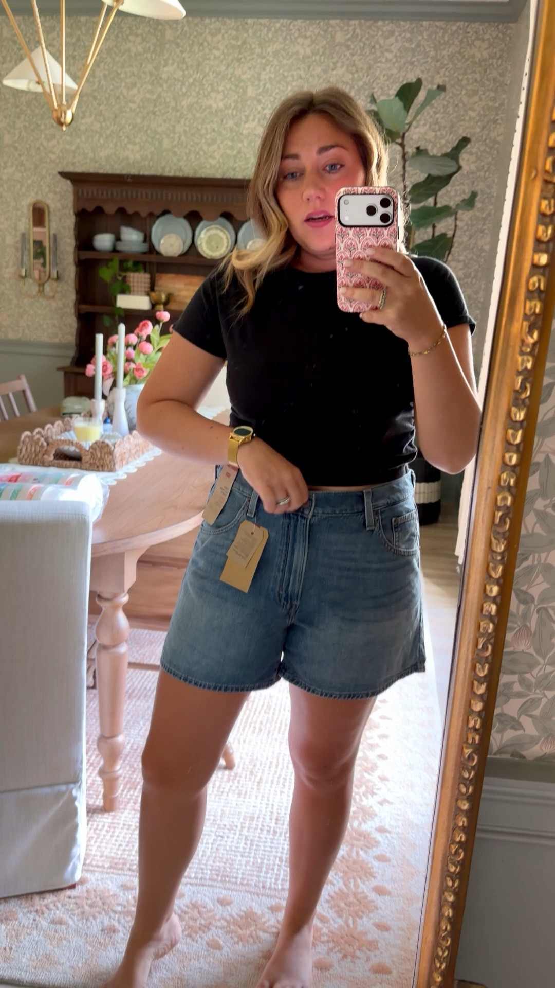 Levi cinch waist shorts! So flattering! True to size!

#LTKgrwm #LTKootd #LTKmomlife