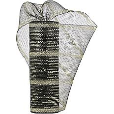 Amazon.com: HUIHUANG Christmas Poly Mesh 10 inch Wide Black and Gold Deco Mesh Ribbon for Tree Me... | Amazon (US)