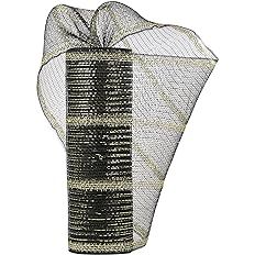 Amazon.com: HUIHUANG Christmas Poly Mesh 10 inch Wide Black and Gold Deco Mesh Ribbon for Tree Me... | Amazon (US)