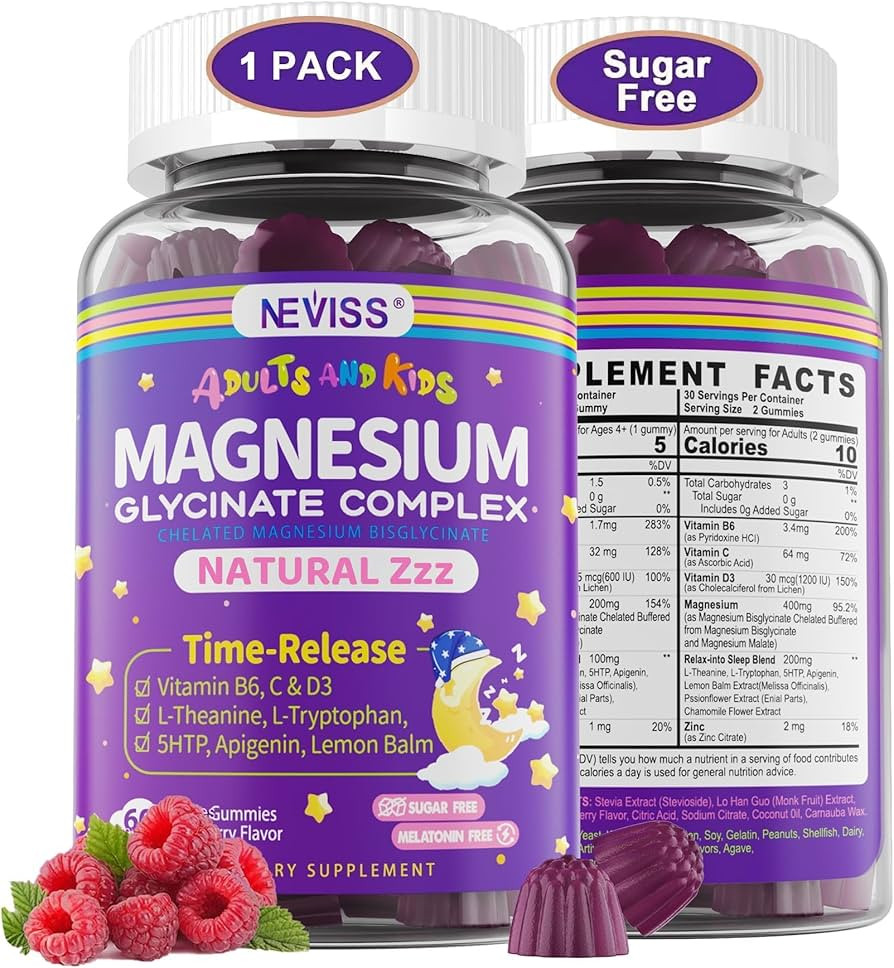 Magnesium Glycinate Gummies for Adults & Kids 4+, Sugar Free Magnesium Bisglycinate Supplement 40... | Amazon (US)