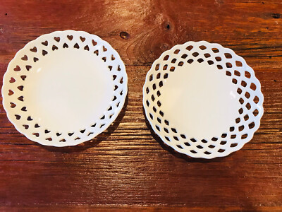 Two’s Company Vintage White Heart Lattice Decorative Plates – Set of 2 – 6” | eBay US