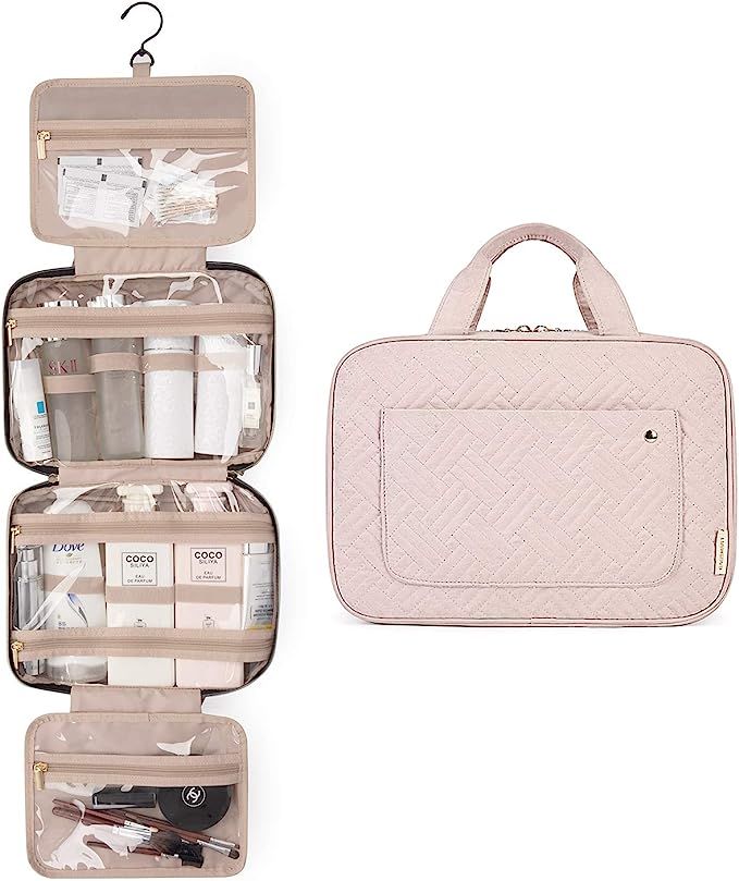 BAGSMART Toiletry Bag Travel Bag with Hanging Hook, Water-resistant Makeup Cosmetic Bag Travel Or... | Amazon (US)