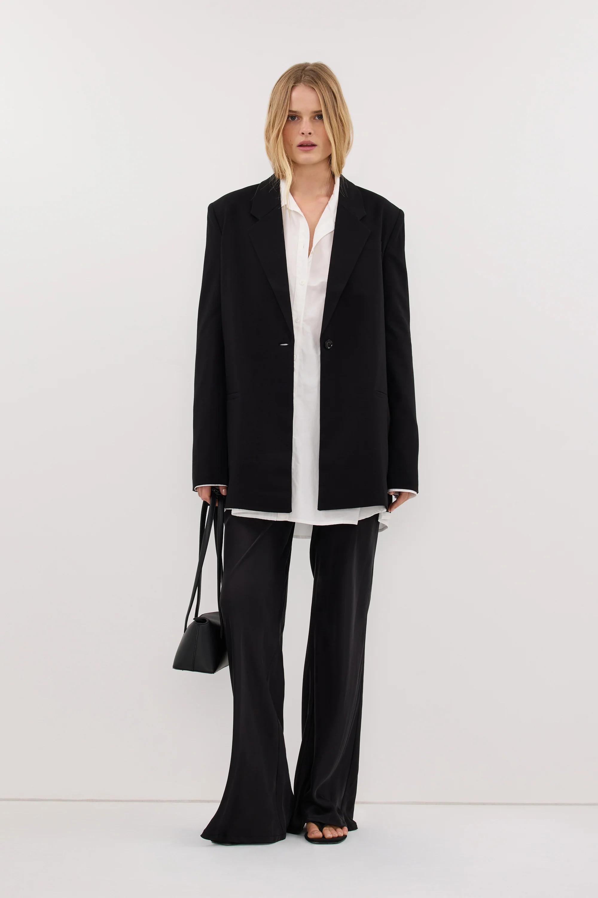 KEATON BLACK SLIM LONGLINE BLAZER | DISSH