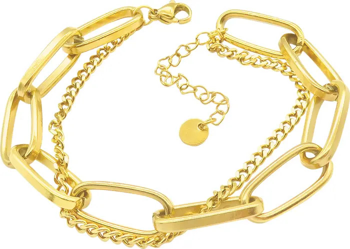 Oversized Paperclip Mixed Chain Water Resistant Bracelet | Nordstrom Rack