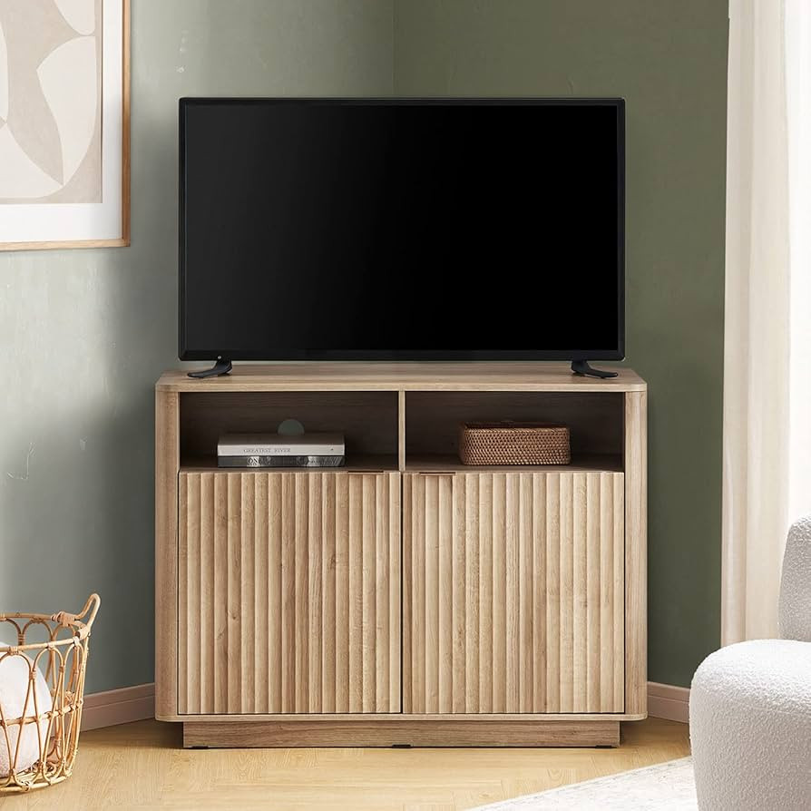 mopio Brooklyn Corner Storage Cabinet, Mid Century Modern Buffet, Entertainment Center, Storage C... | Amazon (US)