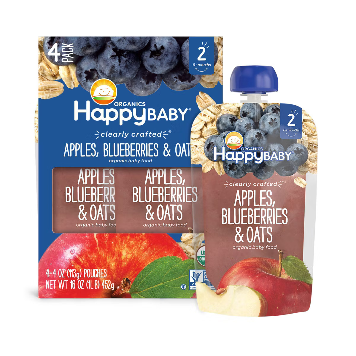 Happy Family Clearly Crafted Apples Blueberries & Oats Baby Meals -(Select Count) | Target