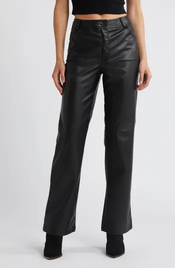Faux Leather Straight Leg Trousers | Nordstrom
