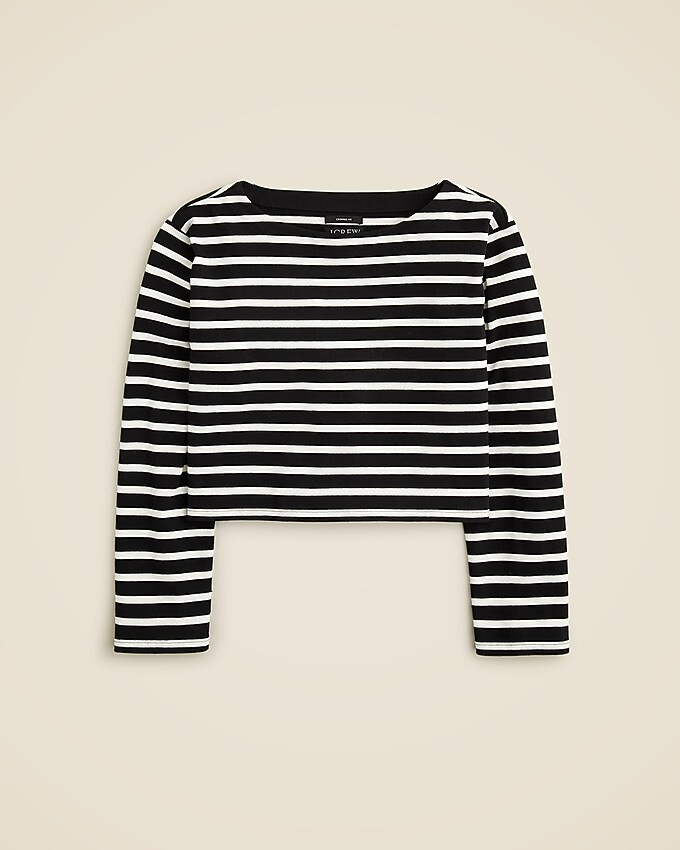 Cropped boatneck T-shirt in mariner cotton | J. Crew US