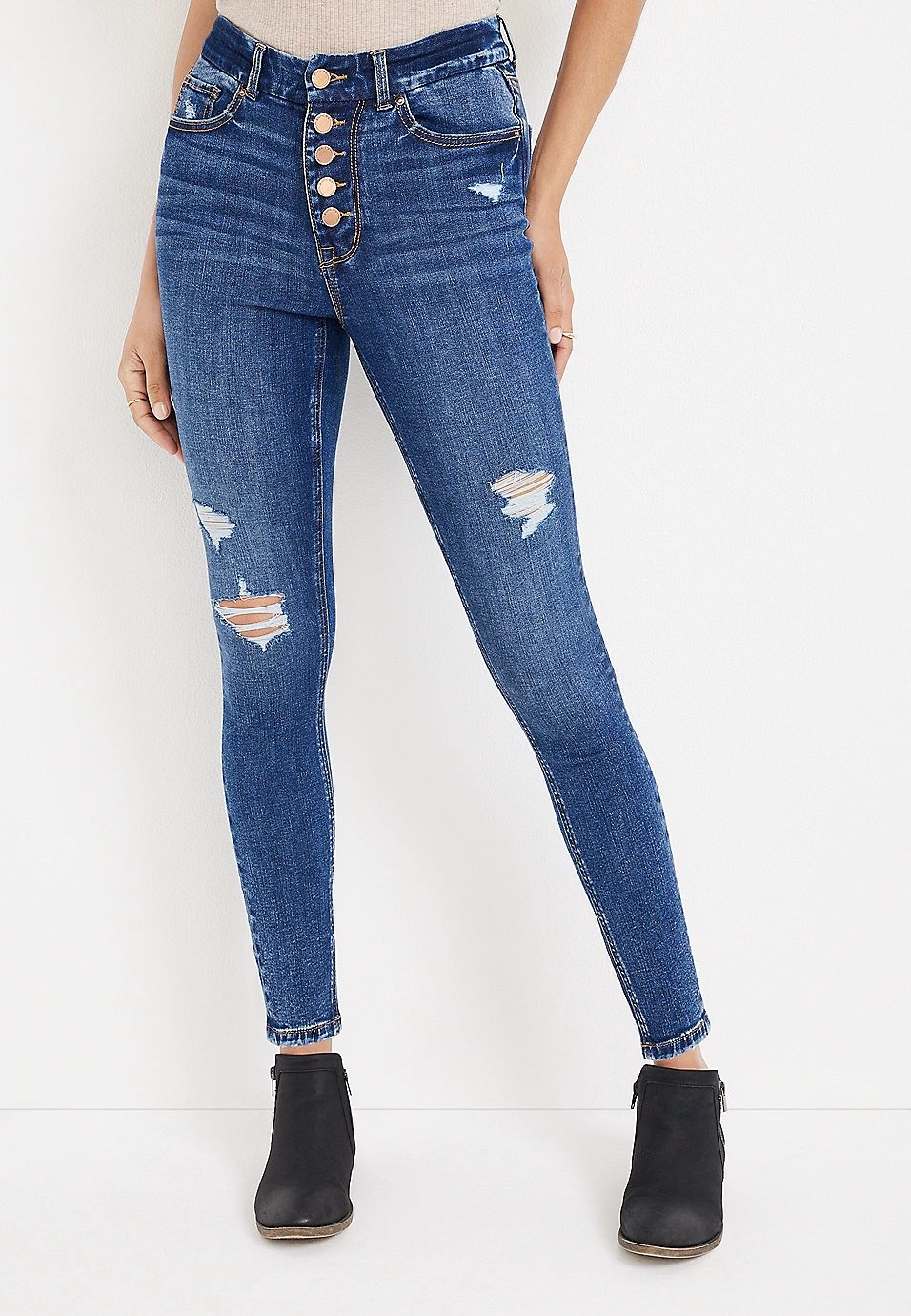 m jeans by maurices™ Limitless Button Fly High Rise Jegging | Maurices