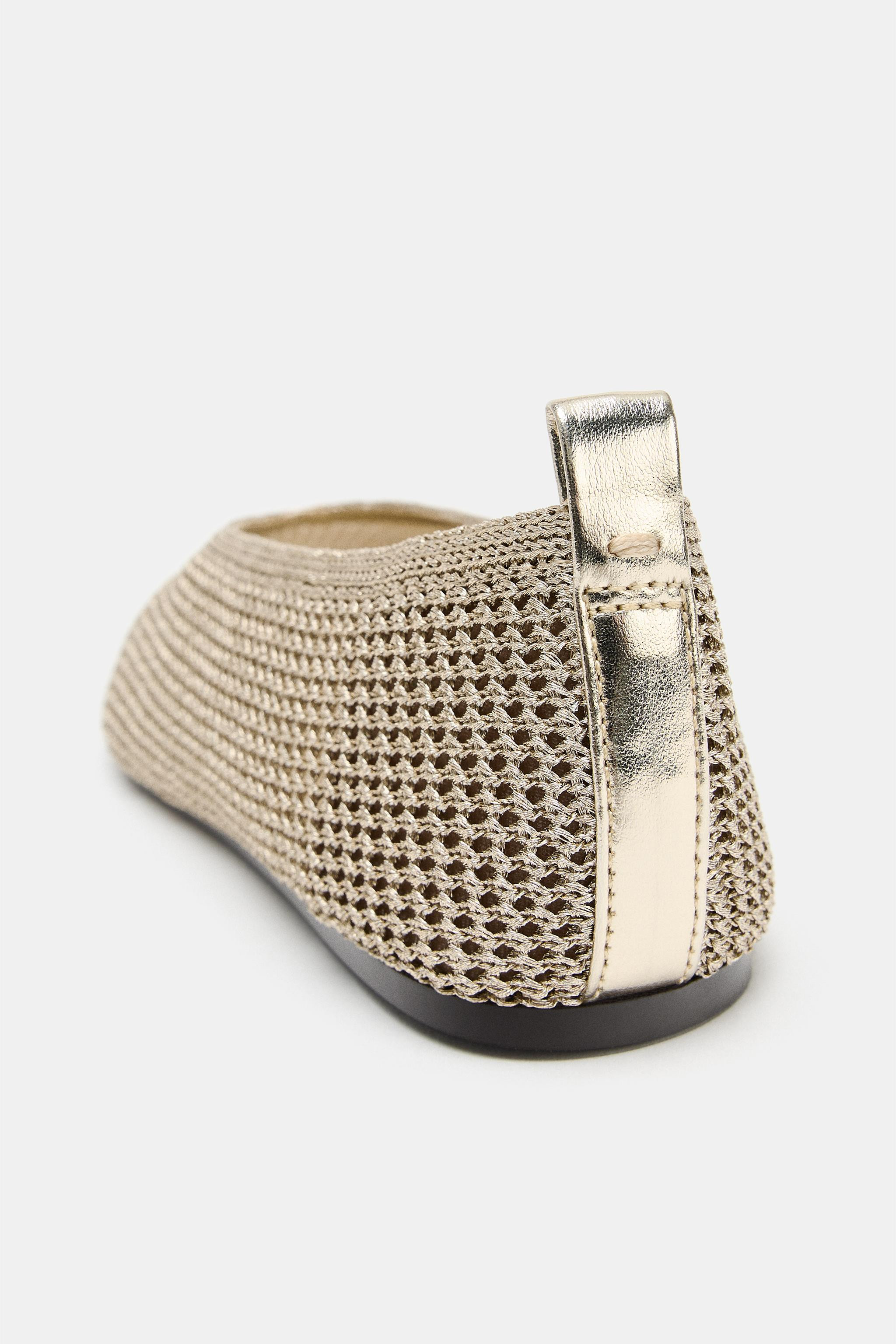 METALLIC WOVEN BALLET FLATS | Zara US