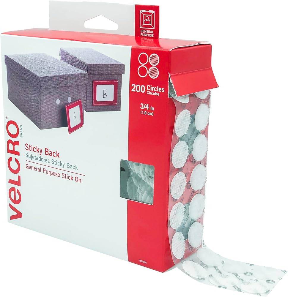 VELCRO Brand Dots with Adhesive White | 200 Pk | 3/4" Circles | Sticky Back Round Hook and Loop C... | Amazon (US)