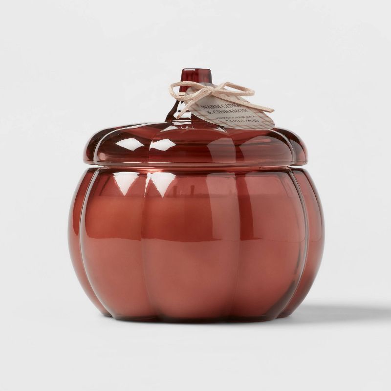 Glass Warm Cider & Cinnamon Pumpkin Candle Brown - Threshold™ | Target