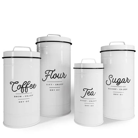 Barnyard Designs White Canister Sets for Kitchen Counter Vintage Kitchen Canisters Country Rustic Fa | Walmart (US)