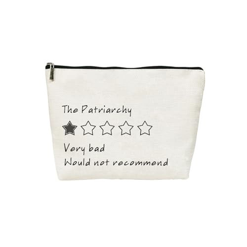 Nihilform Funny Feminist Makeup Bag, The Patriarchy Very Bad Quote Cosmetic Pouch, Zipper Travel Organizer, Decorative & Empowering Gift for Women, Feminists & Friends, 10×7 Inch | Amazon (US)