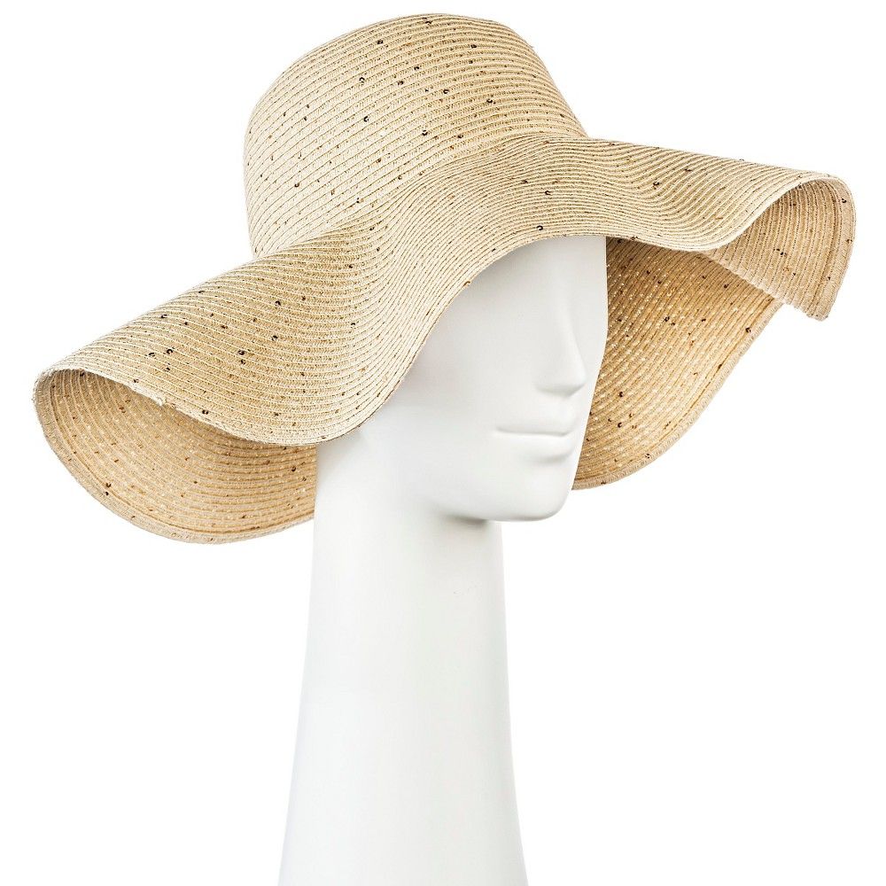 Women's Floppy Straw Hat Light Tan with Sequins - Merona, Natural | Target