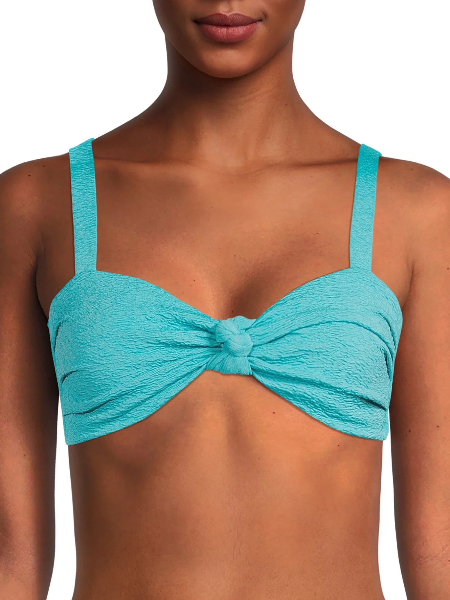 Time And Tru Women's and Women's Plus Popcorn Texture Swim Top | Walmart (US)