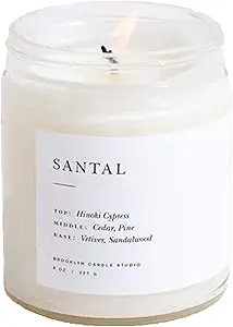 Brooklyn Candle Studio Santal Minimalist Candle | Vegan Soy Wax Luxury Scented Candle Hand Poured... | Amazon (US)