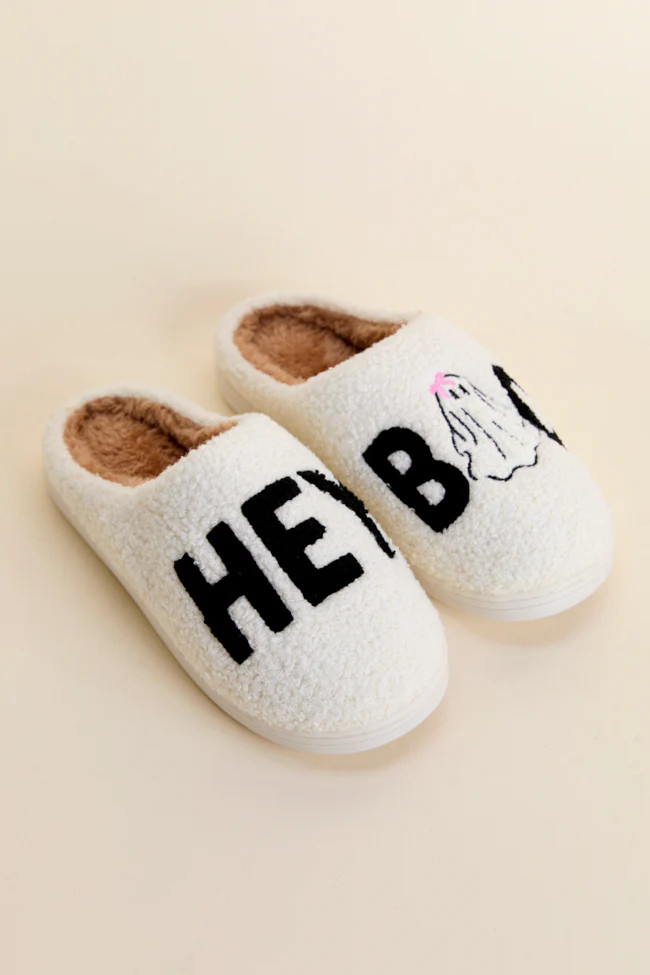 Hey Boo White Slippers SALE | Pink Lily