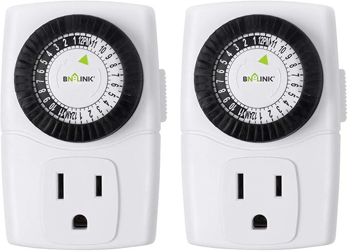 BN-LINK BND-60/U47 Indoor Mini 24-Hour Mechanical Outlet Timer, 3-Prong, 2-Pack | Amazon (US)
