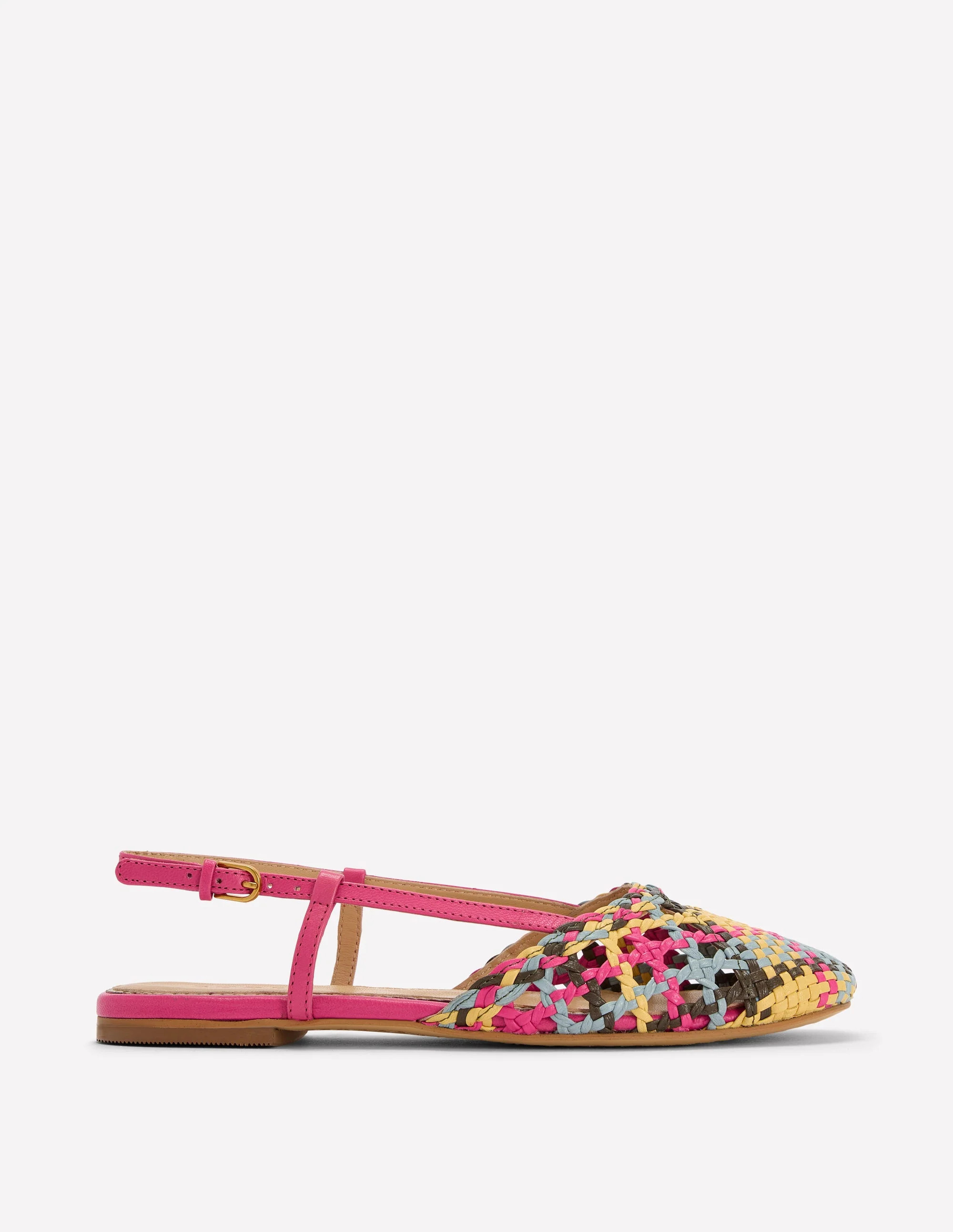 Woven Slingback Flats-Multi Check | Boden (US)