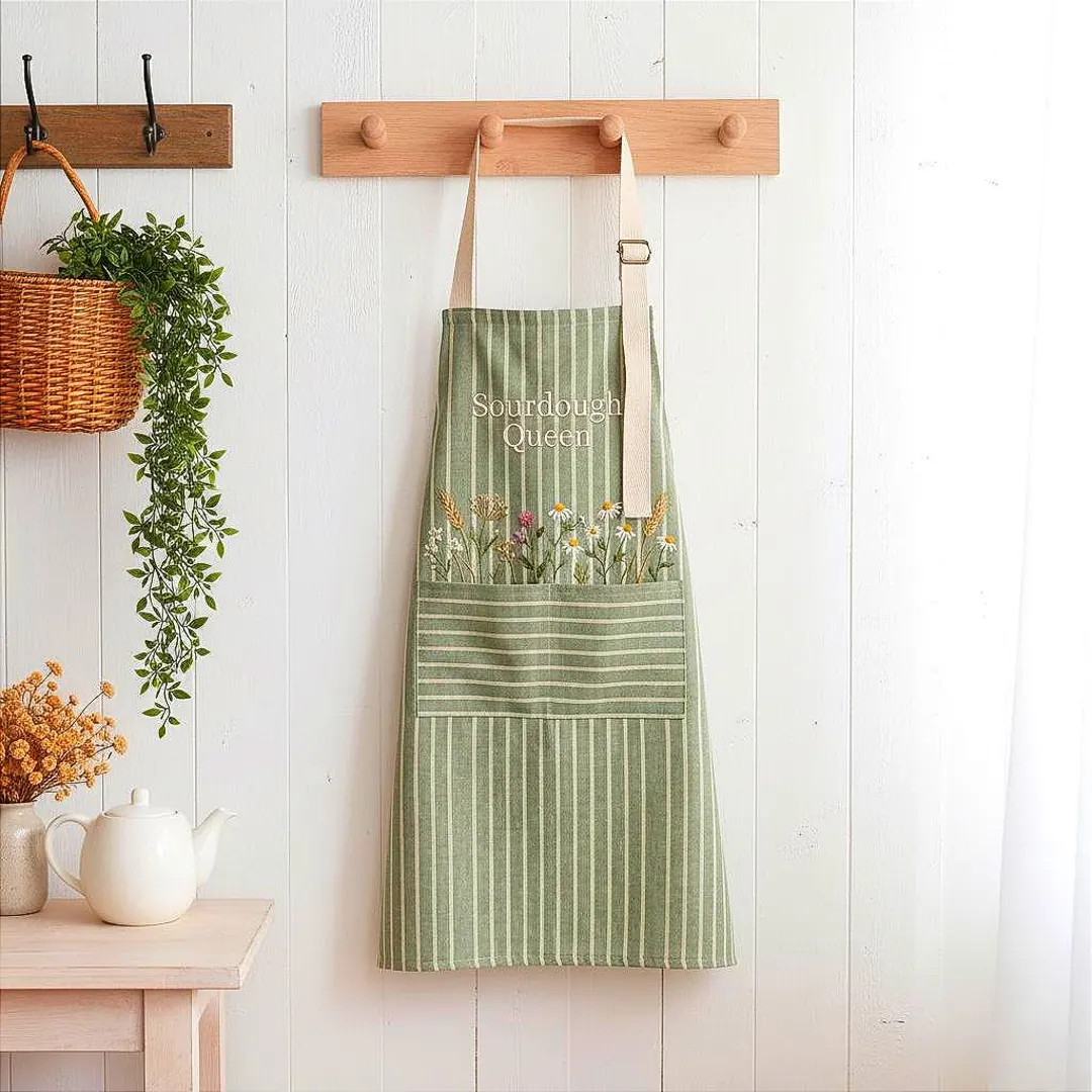 Custom Name Sourdough Queen Embroidered Apron, Cotton Linen Baking Kitchenware | Etsy (US)