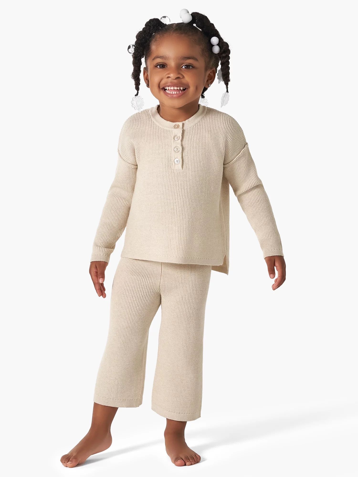 Modern Moments By Gerber Baby and Toddler Girl Henley Sweater and Wide-Leg Pant, 2-Piece Set, 12M... | Walmart (US)