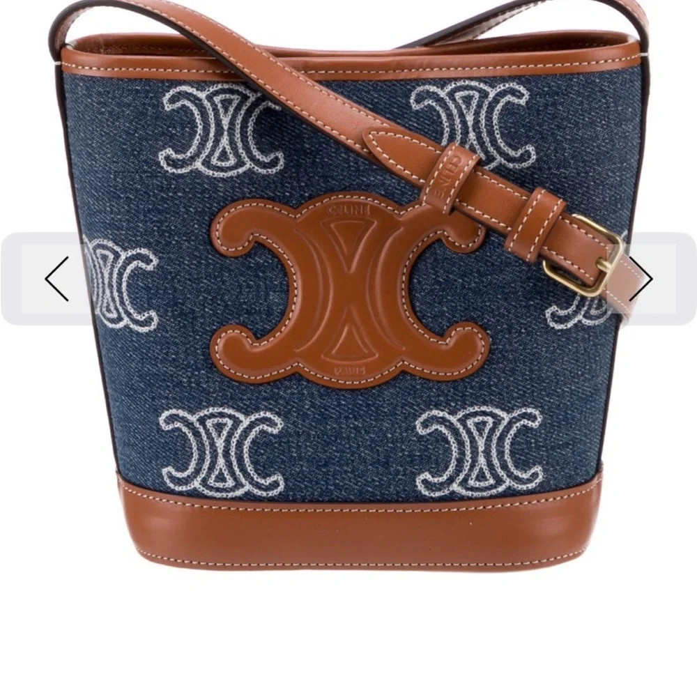 Celine Mini Denim Bucket Cuir Triomphe | Poshmark
