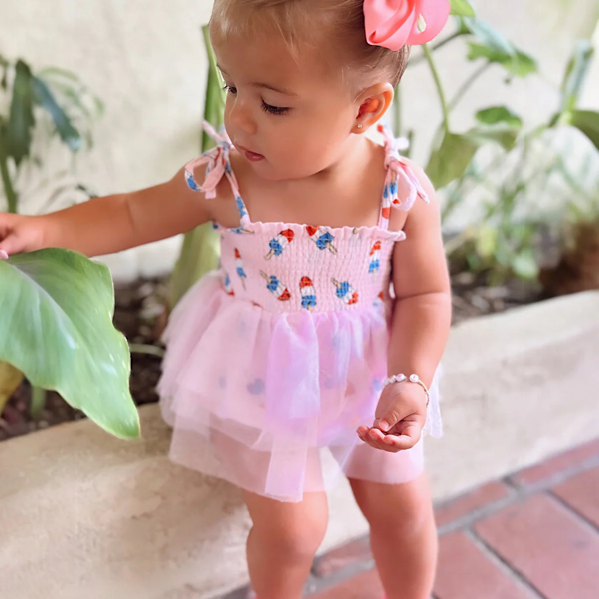Muslin Tutu Bubble, Pink Red, White & Blue Popsicle | SpearmintLOVE