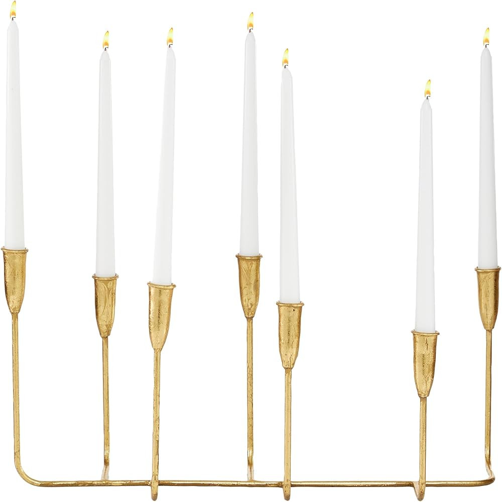 CosmoLiving by Cosmopolitan Metal Slim 7 Candle Candelabra, 21" x 7" x 10", Gold | Amazon (US)