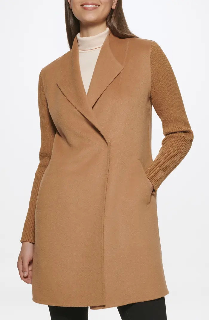 Double Face Wool Jacket w/ Rib Knit | Nordstrom Rack