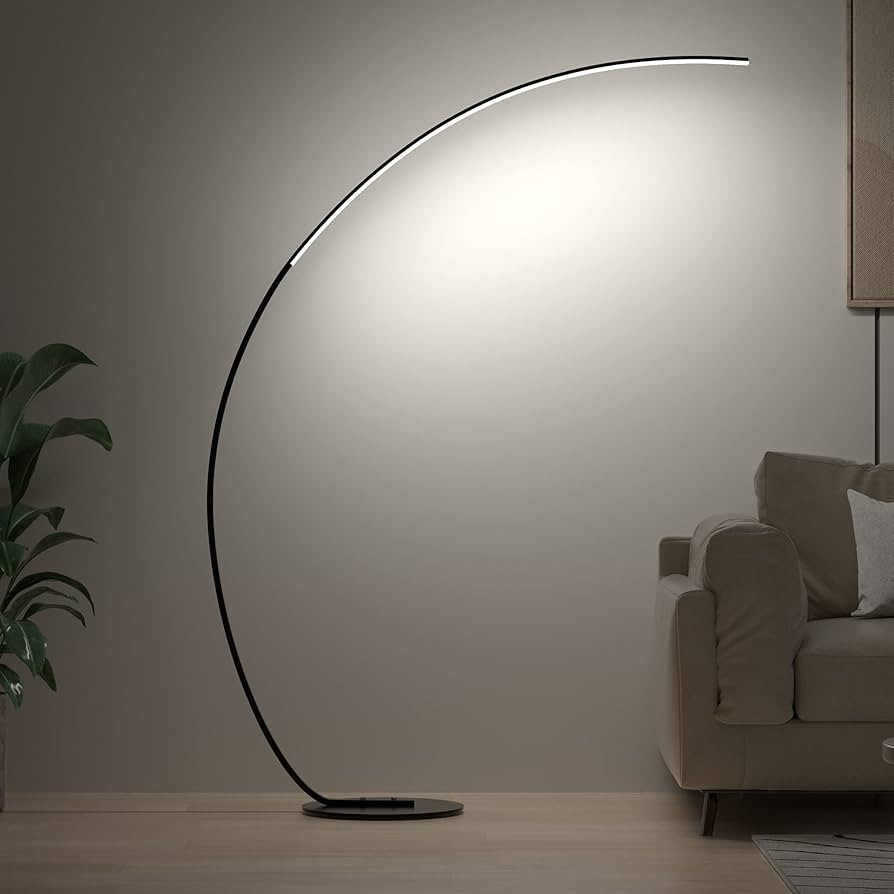E.P. Light RGBW Modern 69.99 inch Arched Standing Reading Floor Lamp with Remote - Dimmable Black... | Amazon (US)