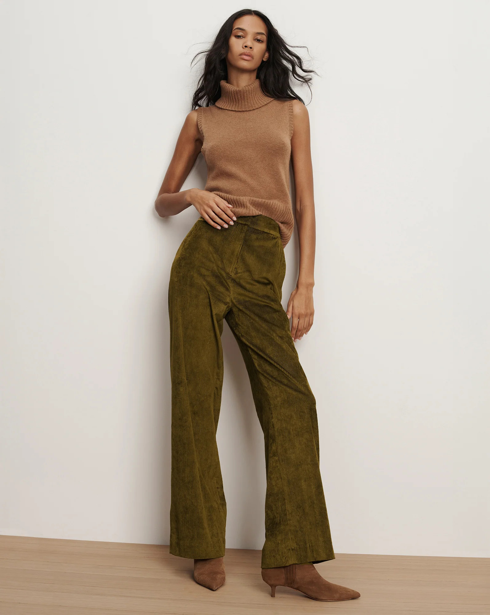 Veronica Beard Grigore Corduroy Wide-Leg Pant Moss | Veronica Beard