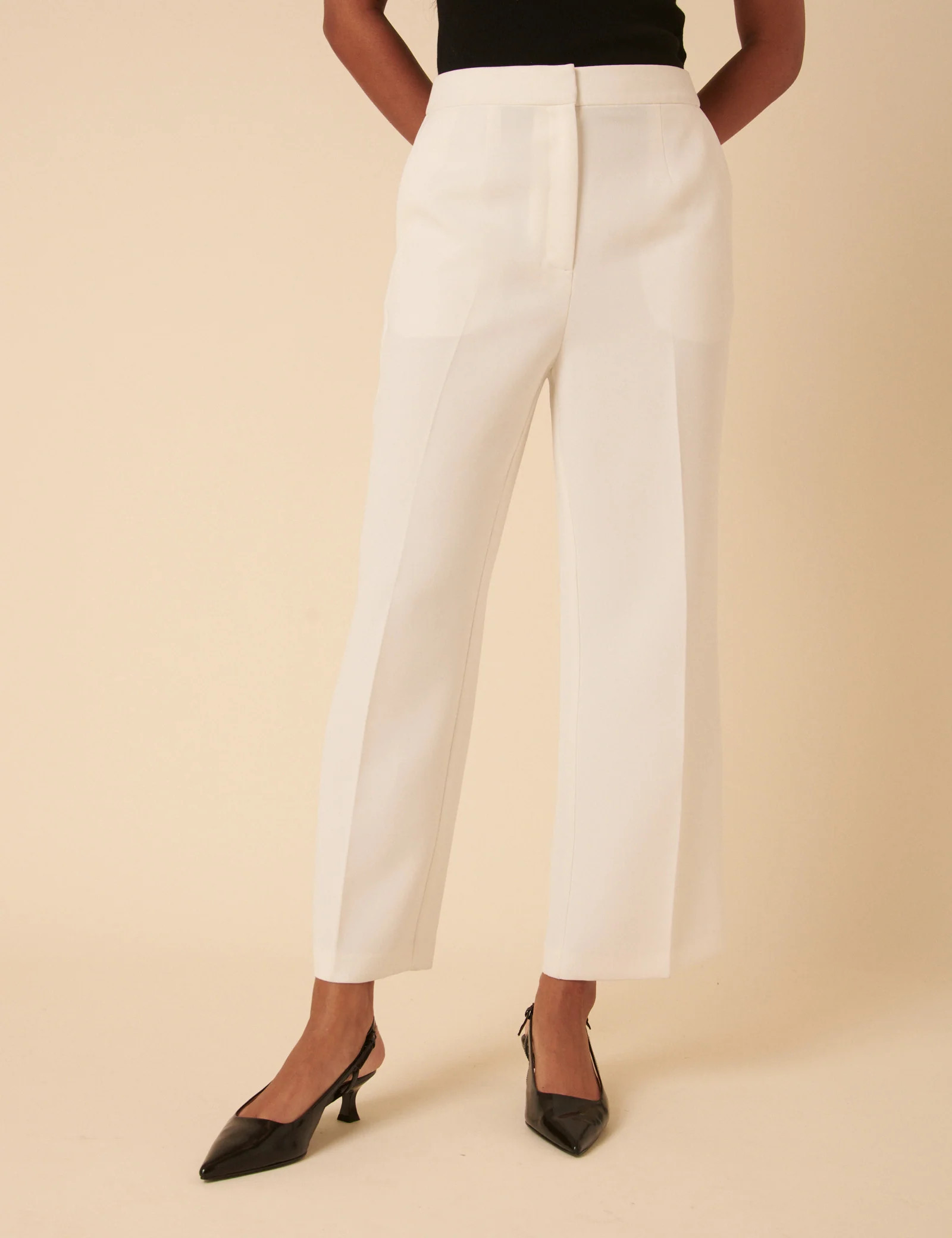 White Tailored Cropped Trousers | Nobody's Child