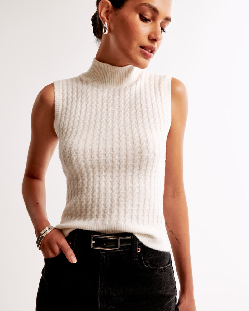 Sleeveless Cable Mockneck Top | Abercrombie & Fitch (US)