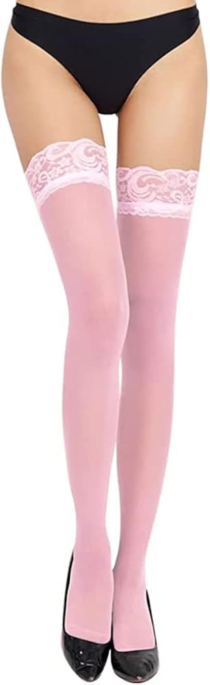 Confonze Women's Opaque Thigh High Stockings with Anti-fall Lace Top | Amazon (CA)