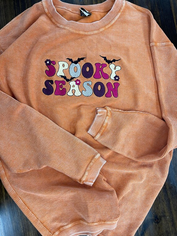 Spooky Season Embroidered Corded Pullover Halloween Ribbed - Etsy | Etsy (US)