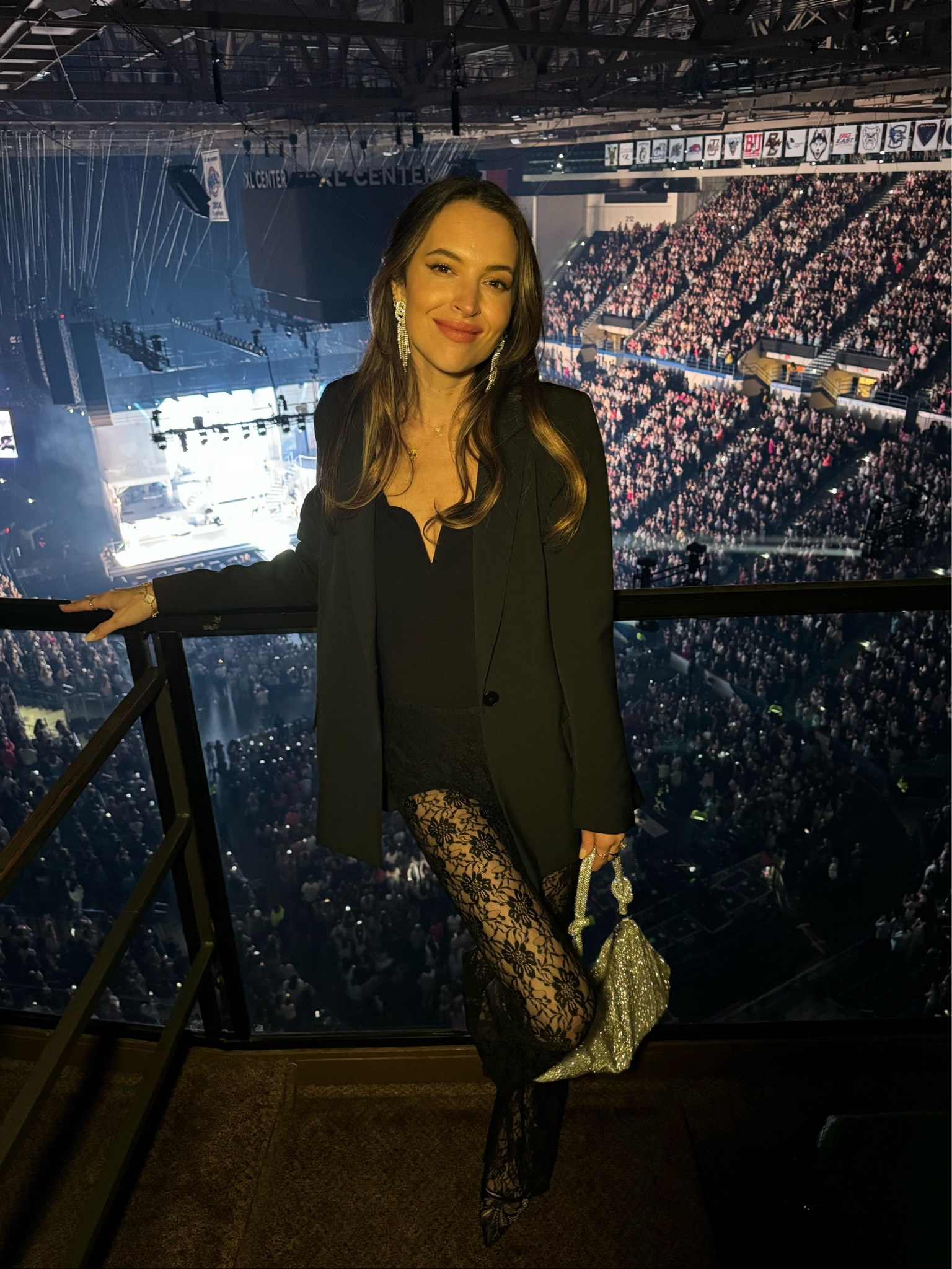 Sabrina Carpenter concert outfit. Lace pants, black blazer, black long sleeve bodysuit. All pieces run true to size, wearing S in all  

#LTKFindsUnder100 #LTKParties #LTKSeasonal