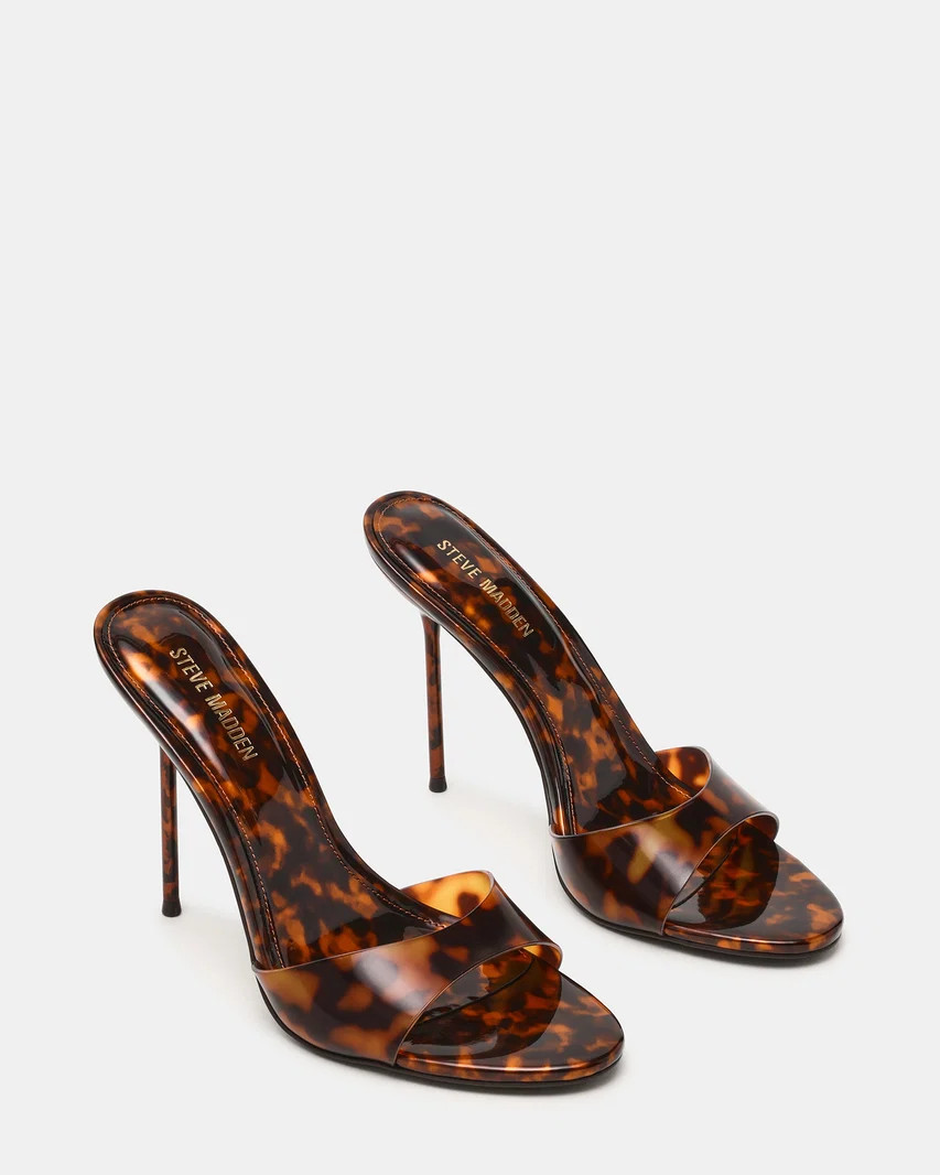 DAVINA Tortoise Rounded Open-Toe Mule Stiletto Women's Heel | Steve Madden (US)